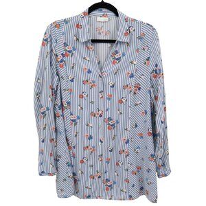 J.‎ Jill Tunic Top Womens Medium Blue Boho Coastal Grandma Cottagecore Soft Girl